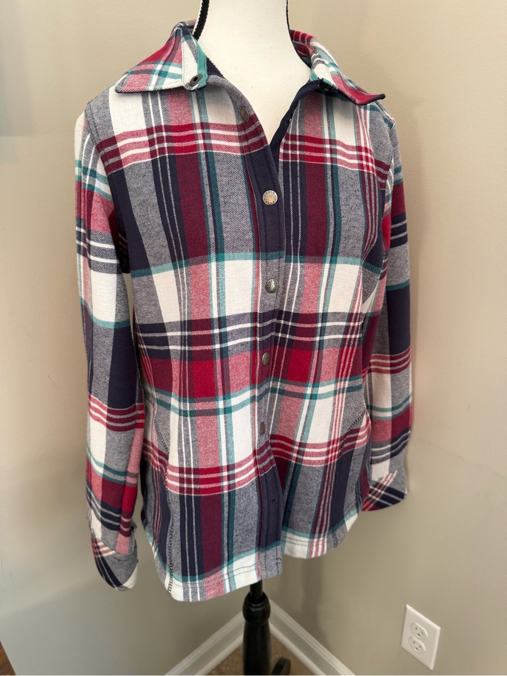 Orvis Classic Collection Plaid Fleece Lined Flannel Shirt Jacket Shacket M